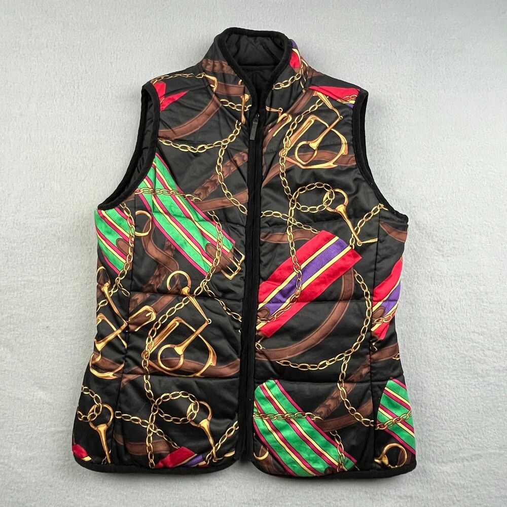 Ralph Lauren Reversible Quilted Vest Equestrian Crest Emblem Women's Small - Picture 4 of 9